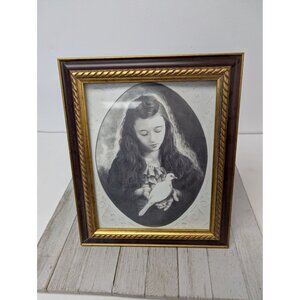 Jane McClure Jane's Prints Young Lady Girl with Dove Maroon Framed Print Matted